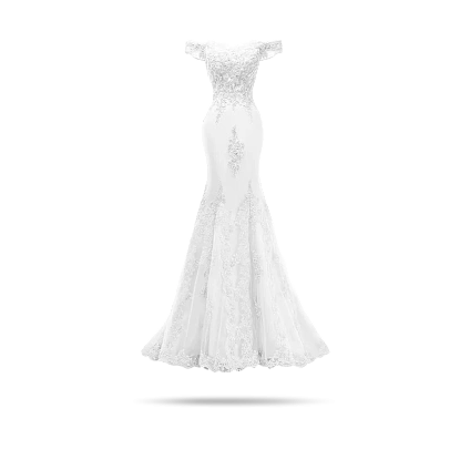 Свадебное платье сложного кроя с отделкой