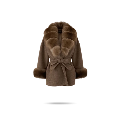 Пальто со вставками из натурального меха до 90 см