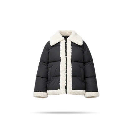 Пуховик со вставками из меха до 90 см